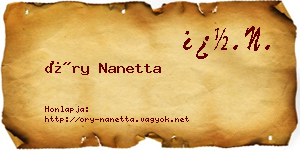 Őry Nanetta névjegykártya
